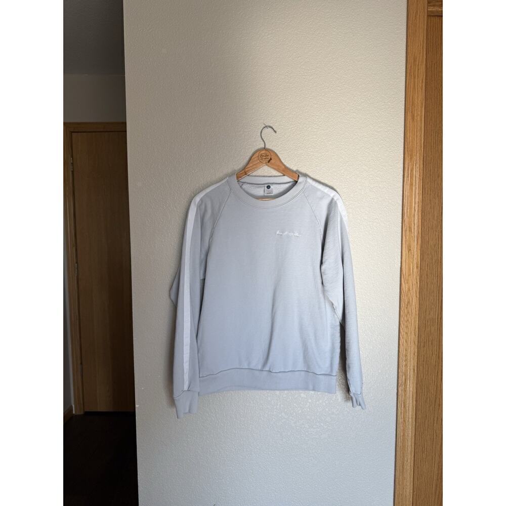 Love Your Melon Taped Crew Sweatshirt Large Fleece Grey White
